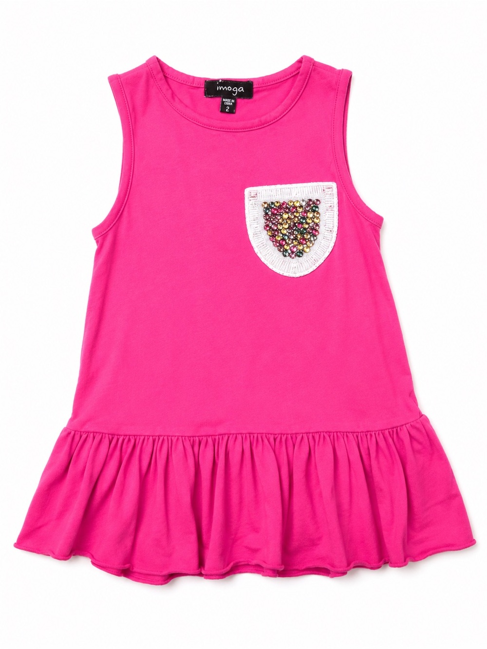 Imoga Hot Pink Sleeveless Tank Top with Beaded Pocket